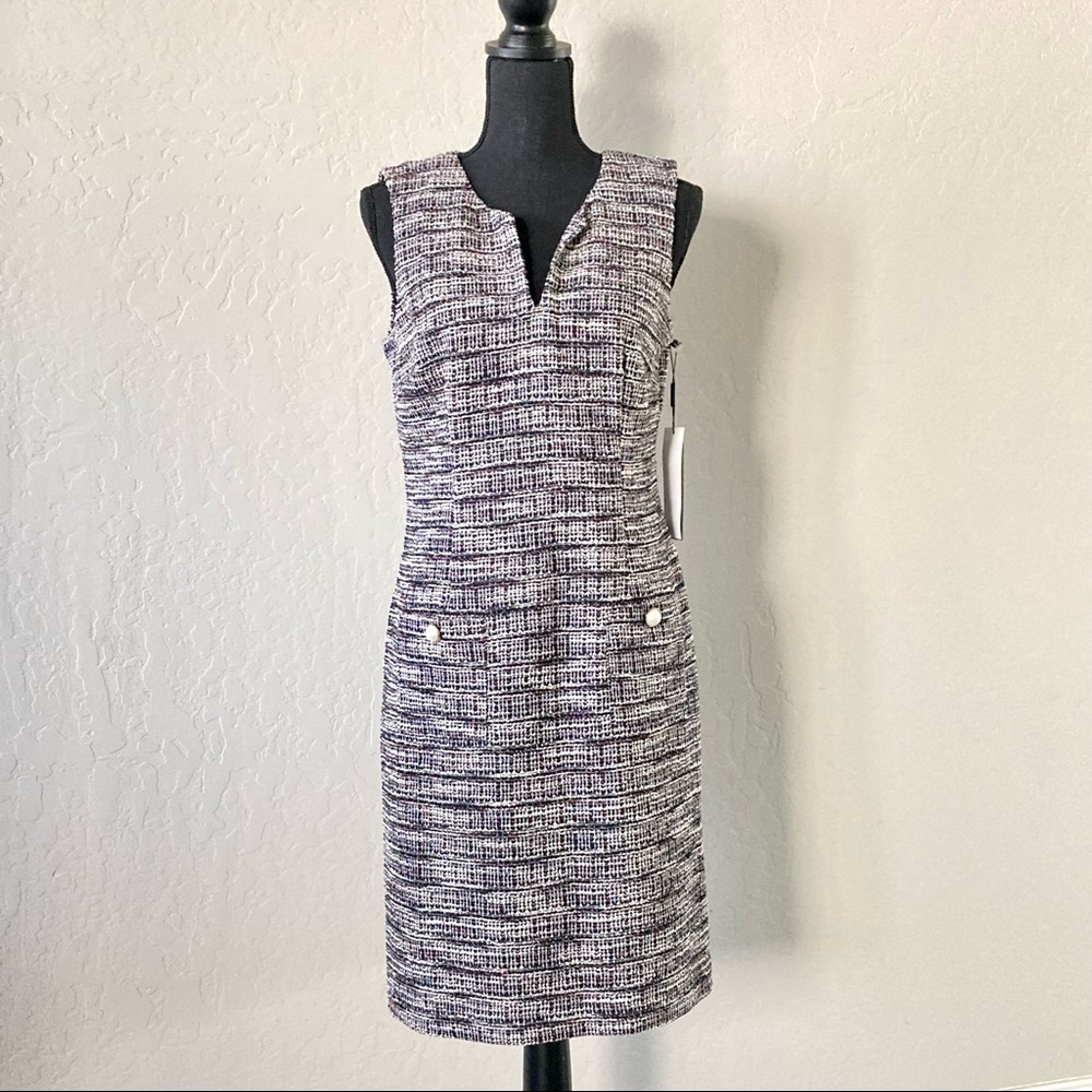 Karl Lagerfeld Camilo Sleeveless Navy Tweed Dress / Size 8 / NWT